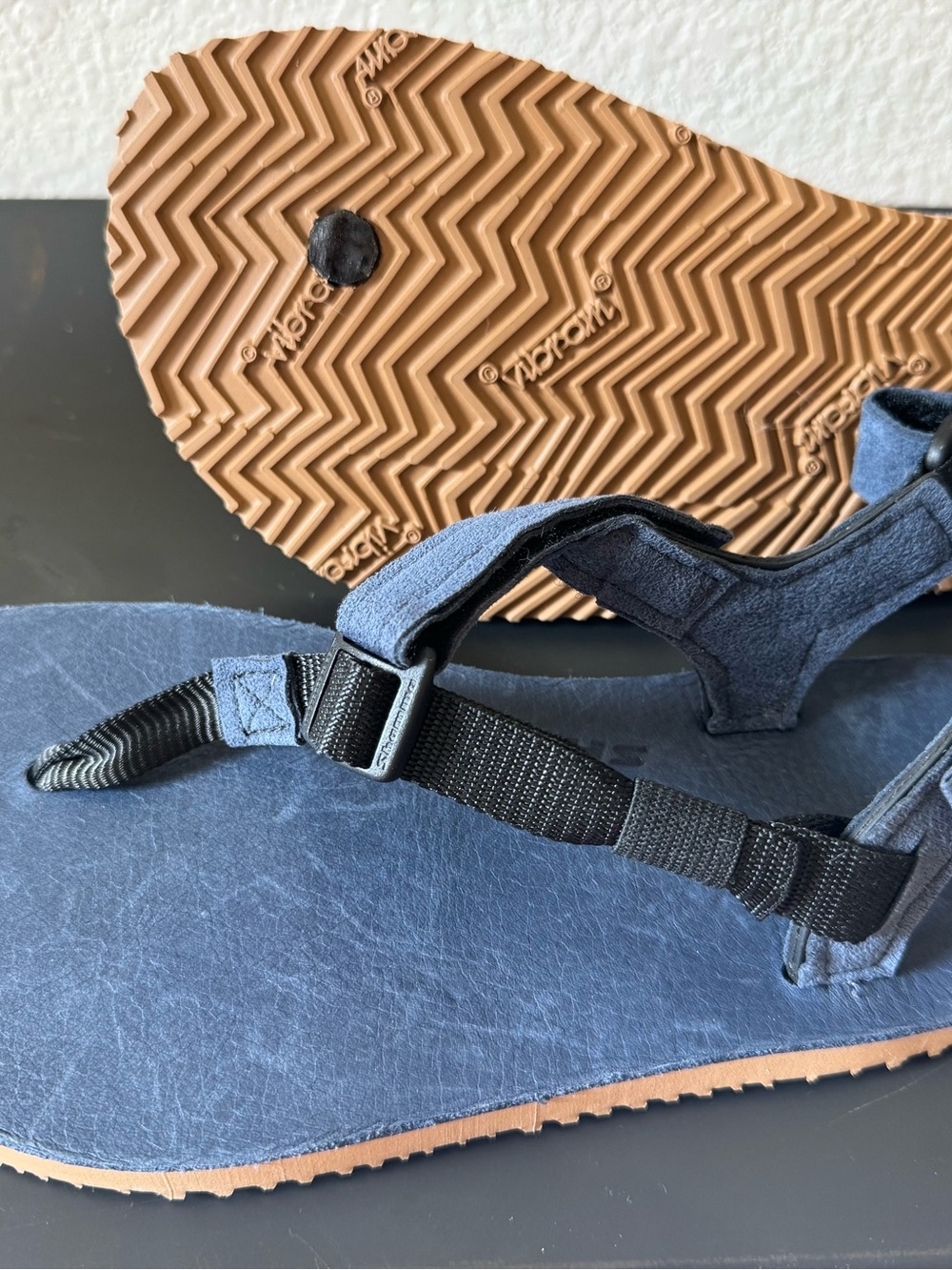 SHAMMA Men's Magnum BAREFOOT MINIMAL Navy Blue Strap Sandal with VIBRAM Outsole